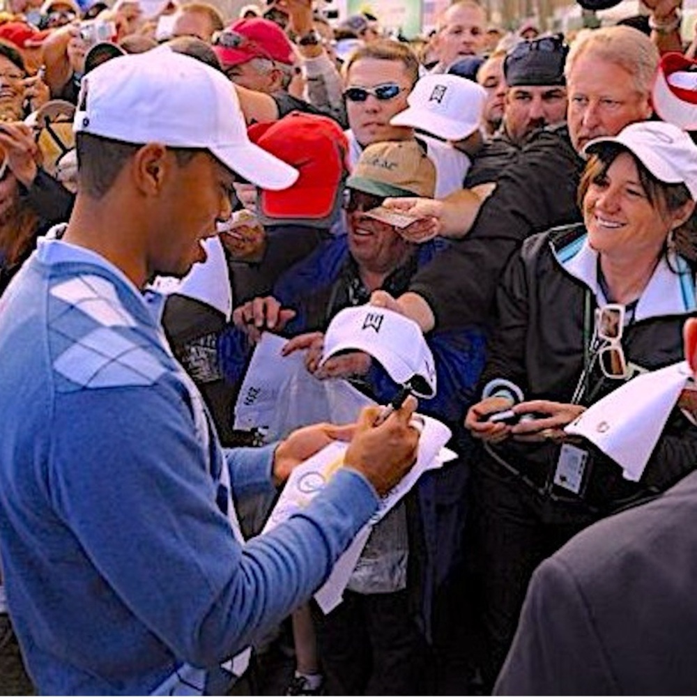 Tiger Woods autographed pin flag